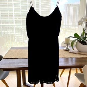 Black mini cocktail dress with spaghetti straps
